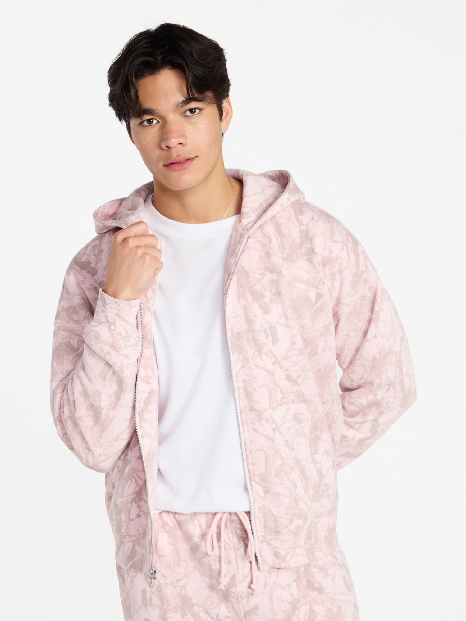 No Boundaries Zip Hoodie with Long Sleeves, Men's XS-4XLT