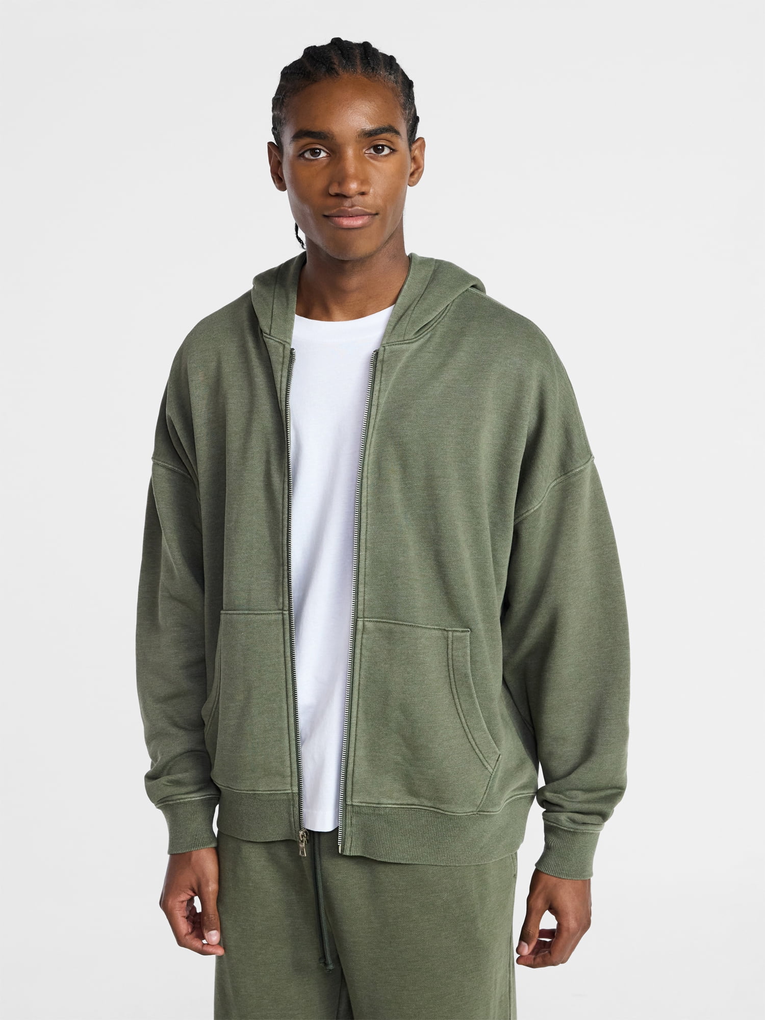 No Boundaries Zip Hoodie with Long Sleeves, Men's XS-4XLT