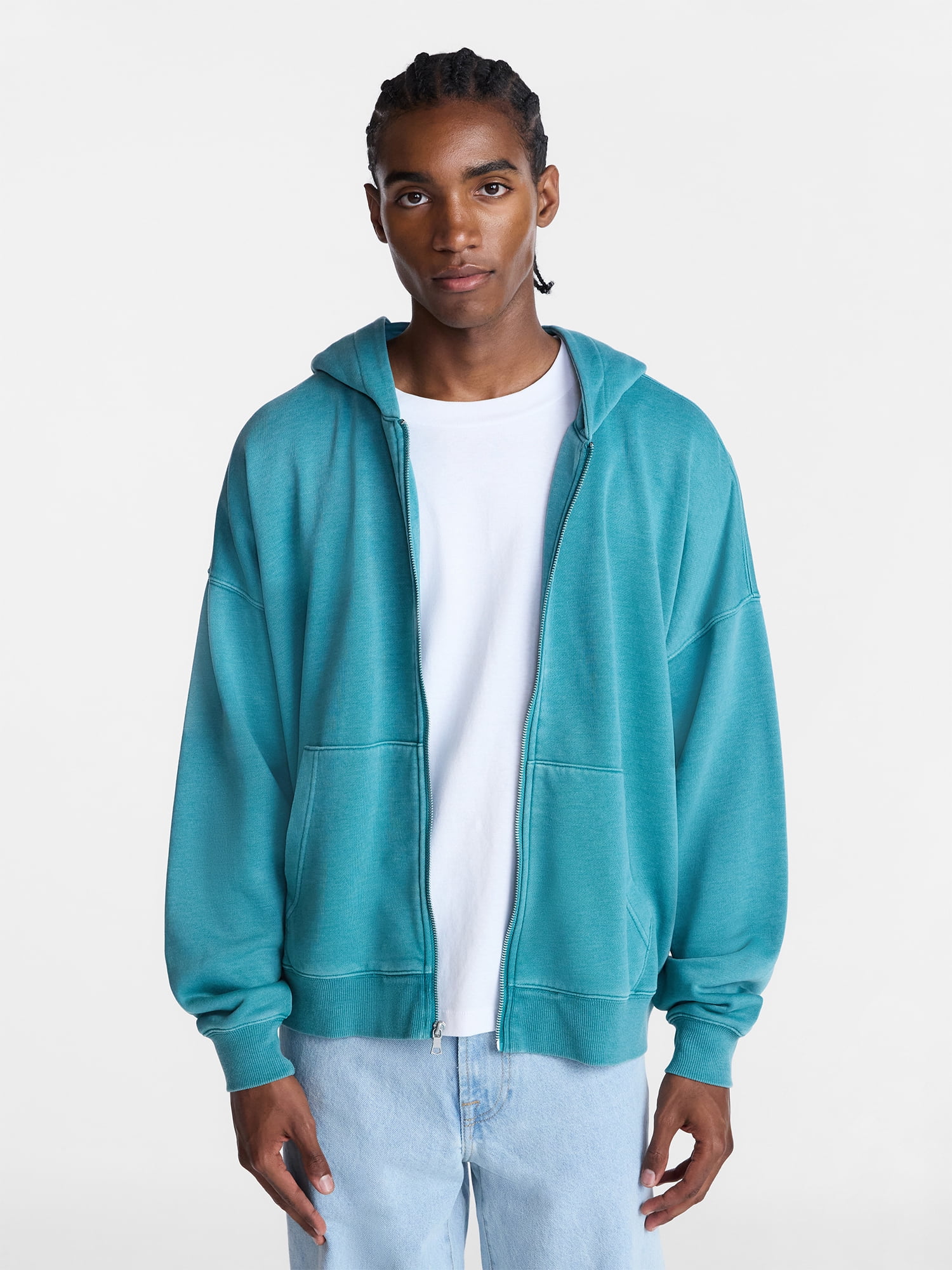 No Boundaries Zip Hoodie with Long Sleeves, Men's XS-4XLT