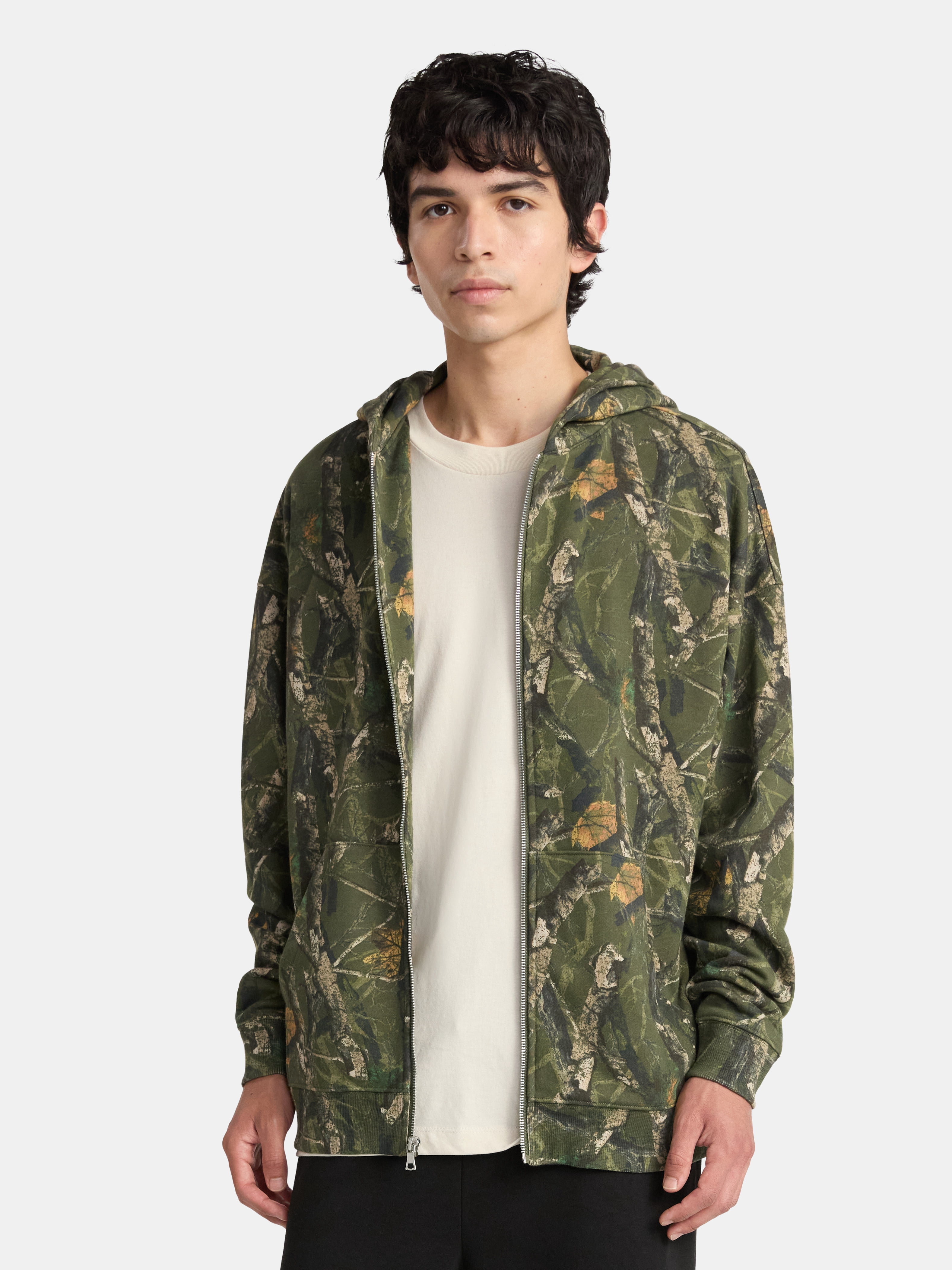 No Boundaries Zip Hoodie with Long Sleeves, Men's & Big Men's