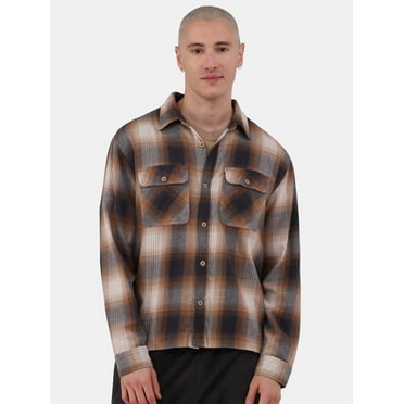 No Boundaries Men's & Big Men's Boxy Fit Flannel Shirt, Sizes XS-3XL