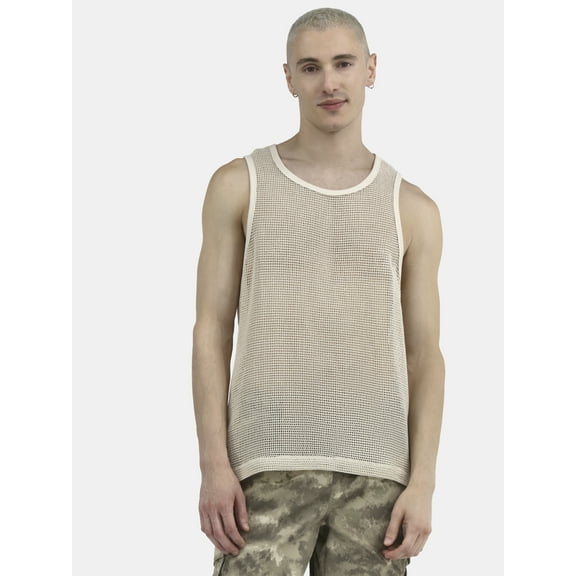 No Boundaries Men's & Big Men's Open Knit Boxy Fit Tank Top, Sizes XS-3XL