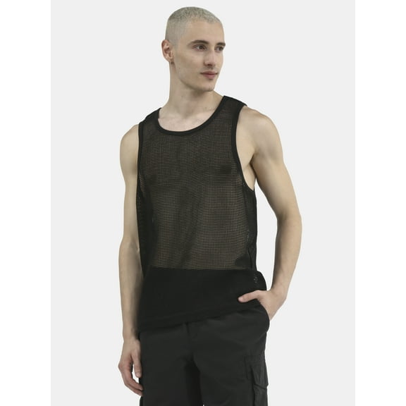 No Boundaries Men's & Big Men's Open Knit Boxy Fit Tank Top, Sizes XS-3XL