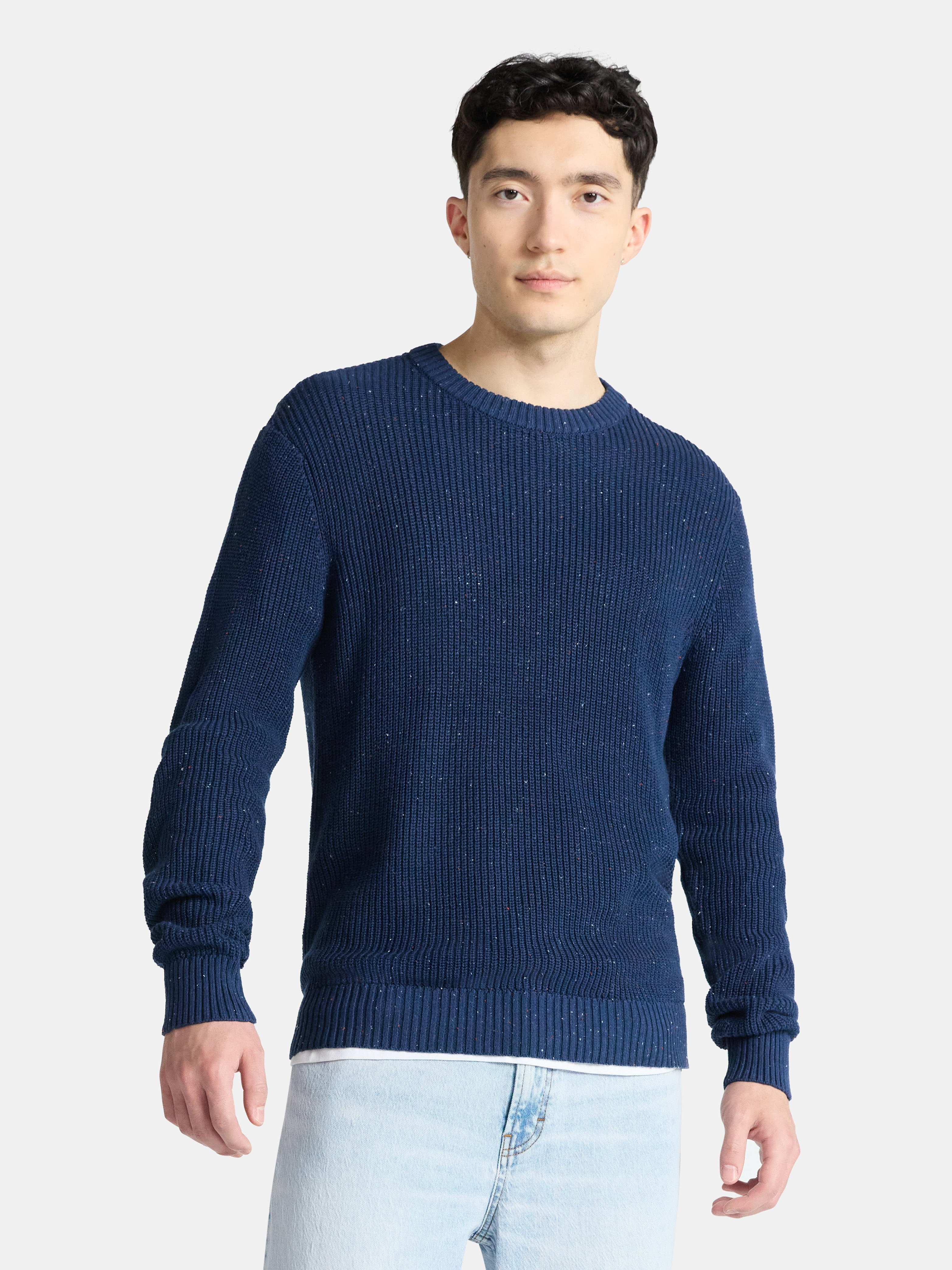 No Boundaries  Souffle Yarn Confetti Sweater with Long Sleeves, Men's Sizes XS-3XL