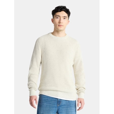 No Boundaries Souffle Yarn Confetti Sweater with Long Sleeves, Men's Sizes XS-3XL