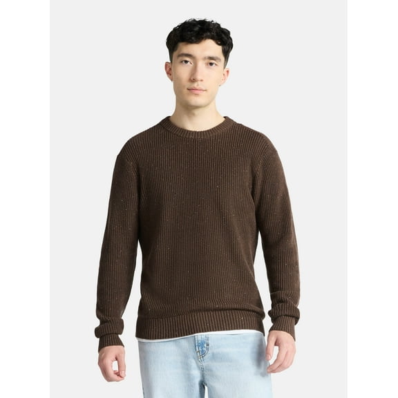 No Boundaries  Souffle Yarn Confetti Sweater with Long Sleeves, Men's Sizes XS-3XL