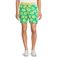 thumbnail image 1 of No Boundaries Men's Drawstring Lounge Shorts, Groovy Blooms Graphic Print Casual Bottoms, Sizes S-XL, 1 of 5
