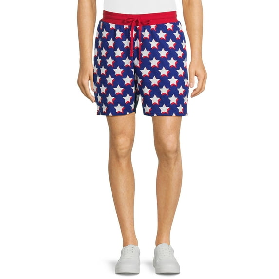 No Boundaries Men's Drawstring Lounge Shorts, Stars Graphic Print Casual Bottoms, Sizes S-XL
