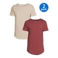 thumbnail image 1 of No Boundaries Men's Elongated T-Shirt with Short Sleeves, 2-Pack, 1 of 2