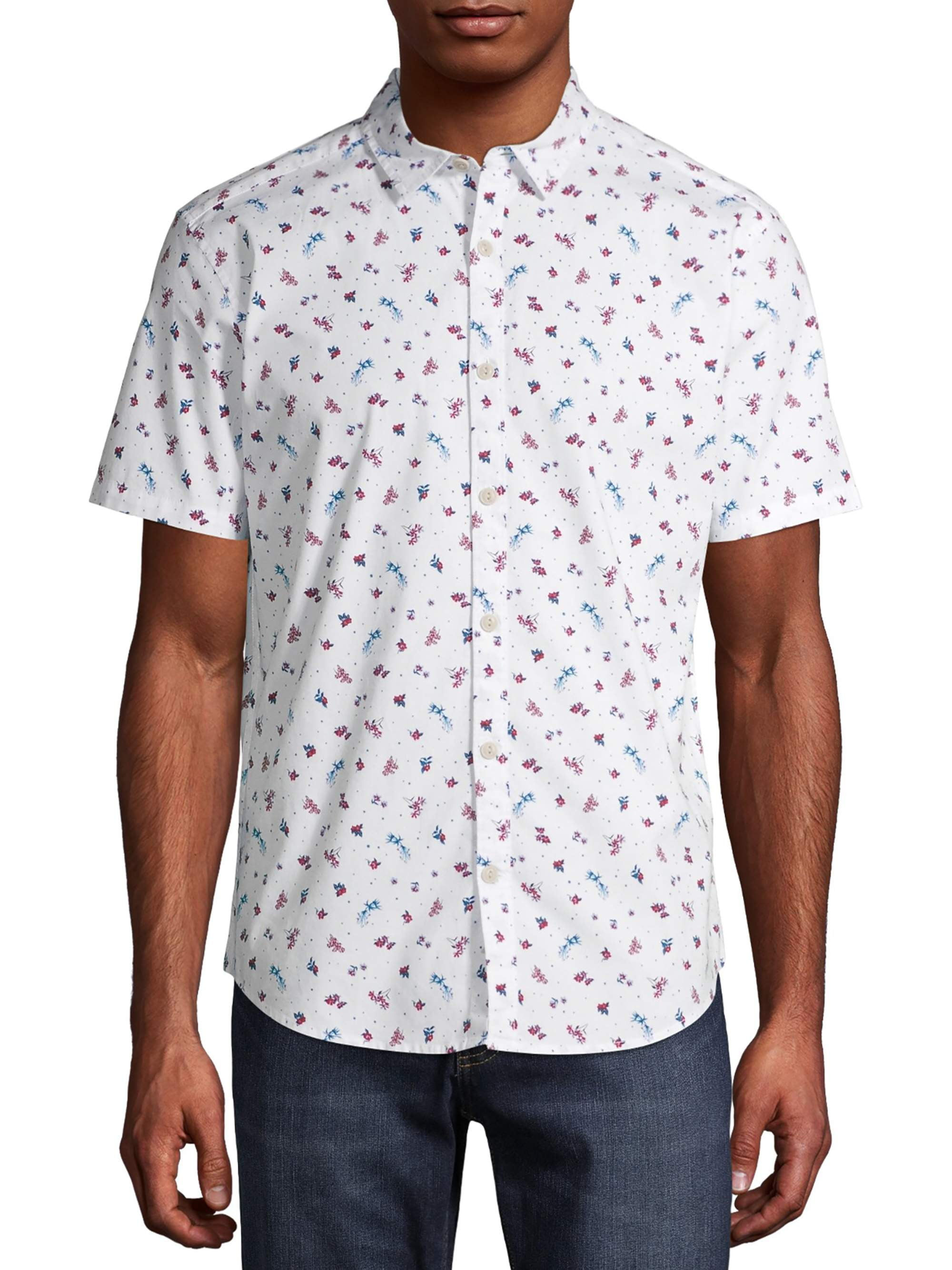 Mens floral short sleeve button up sale
