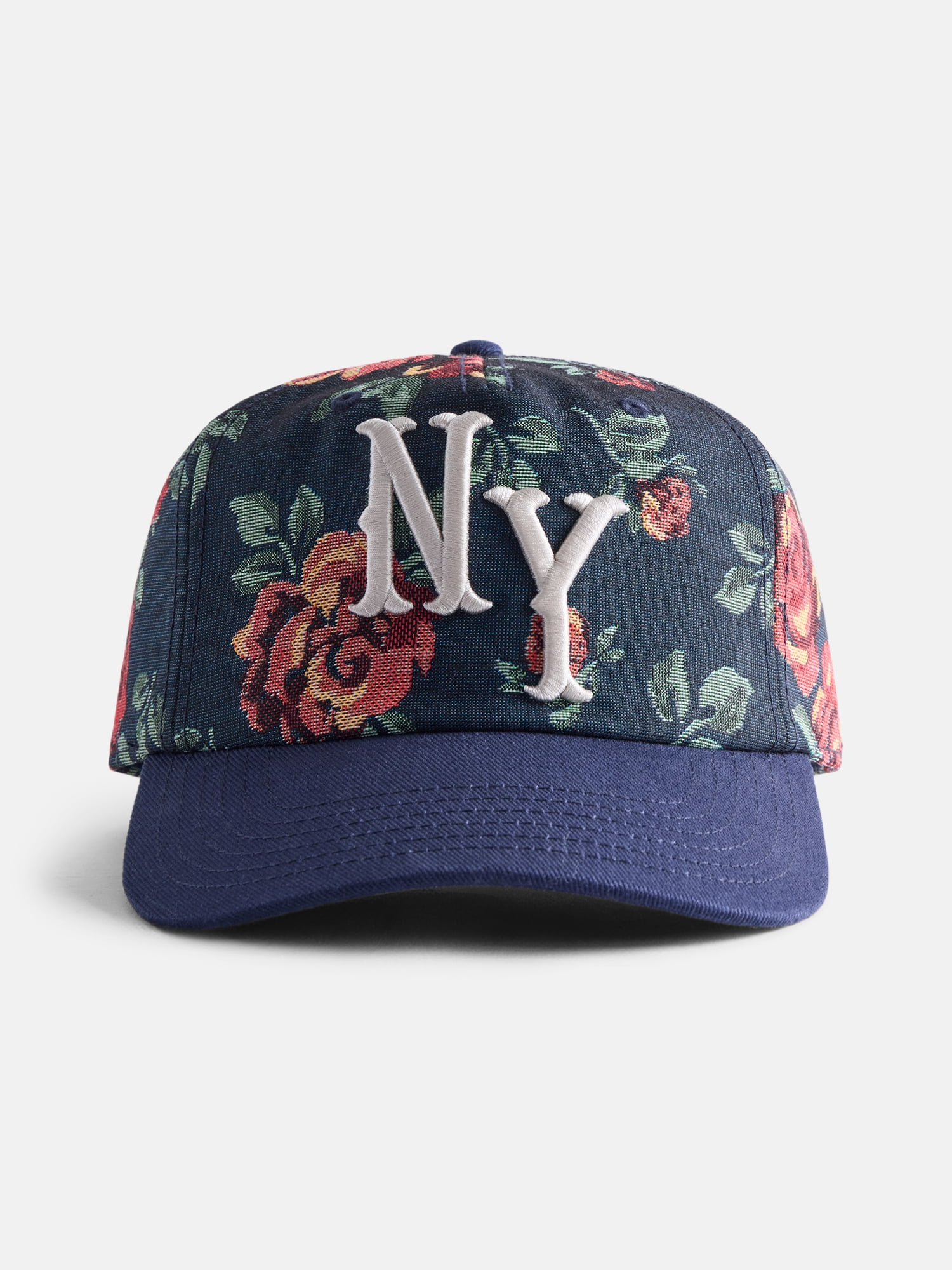 Jacquard Floral NY Baseball Cap, Navy, Men's