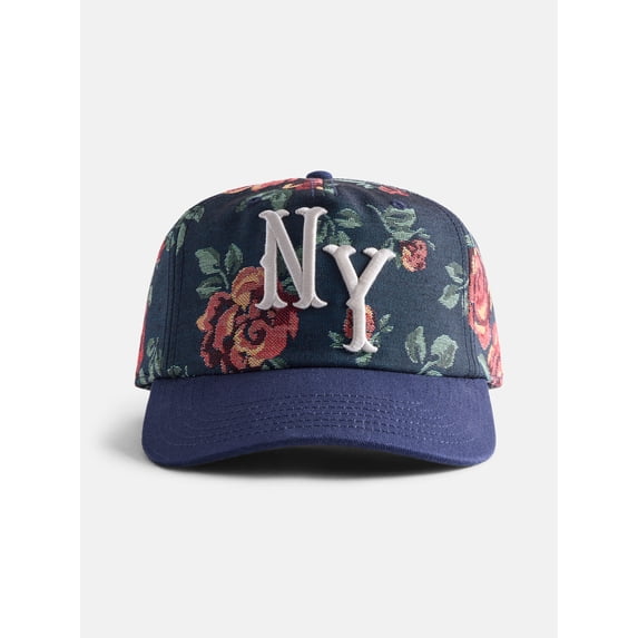 No Boundaries Jacquard Floral NY Baseball Cap, Navy, Men's