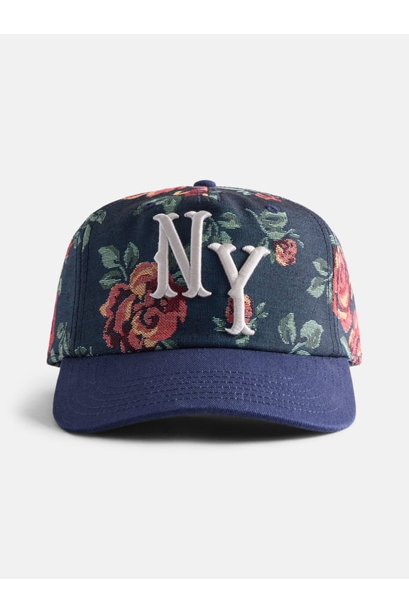 Jacquard Floral NY Baseball Cap, Navy, Men's