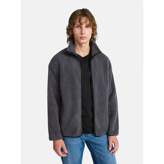 No Boundaries Men's High Pile Fleece Full Zip Jacket, Sizes S-5XL