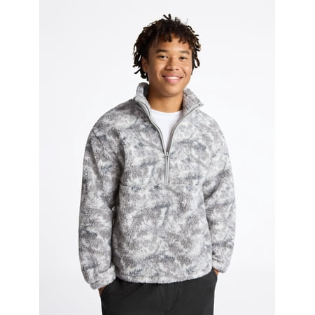 No Boundaries High Pile Fleece Pullover with Long Sleeves, Men's XS-4XL