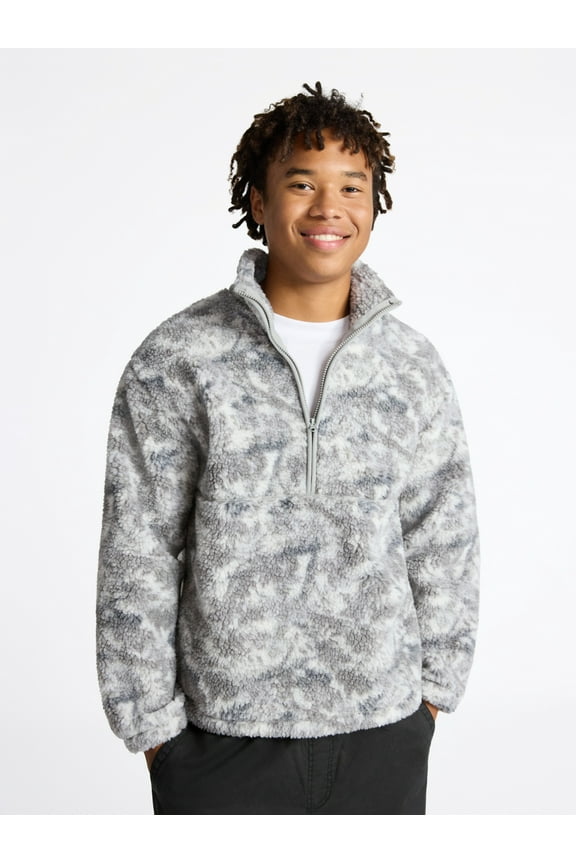 High Pile Fleece Pullover with Long Sleeves, Men's