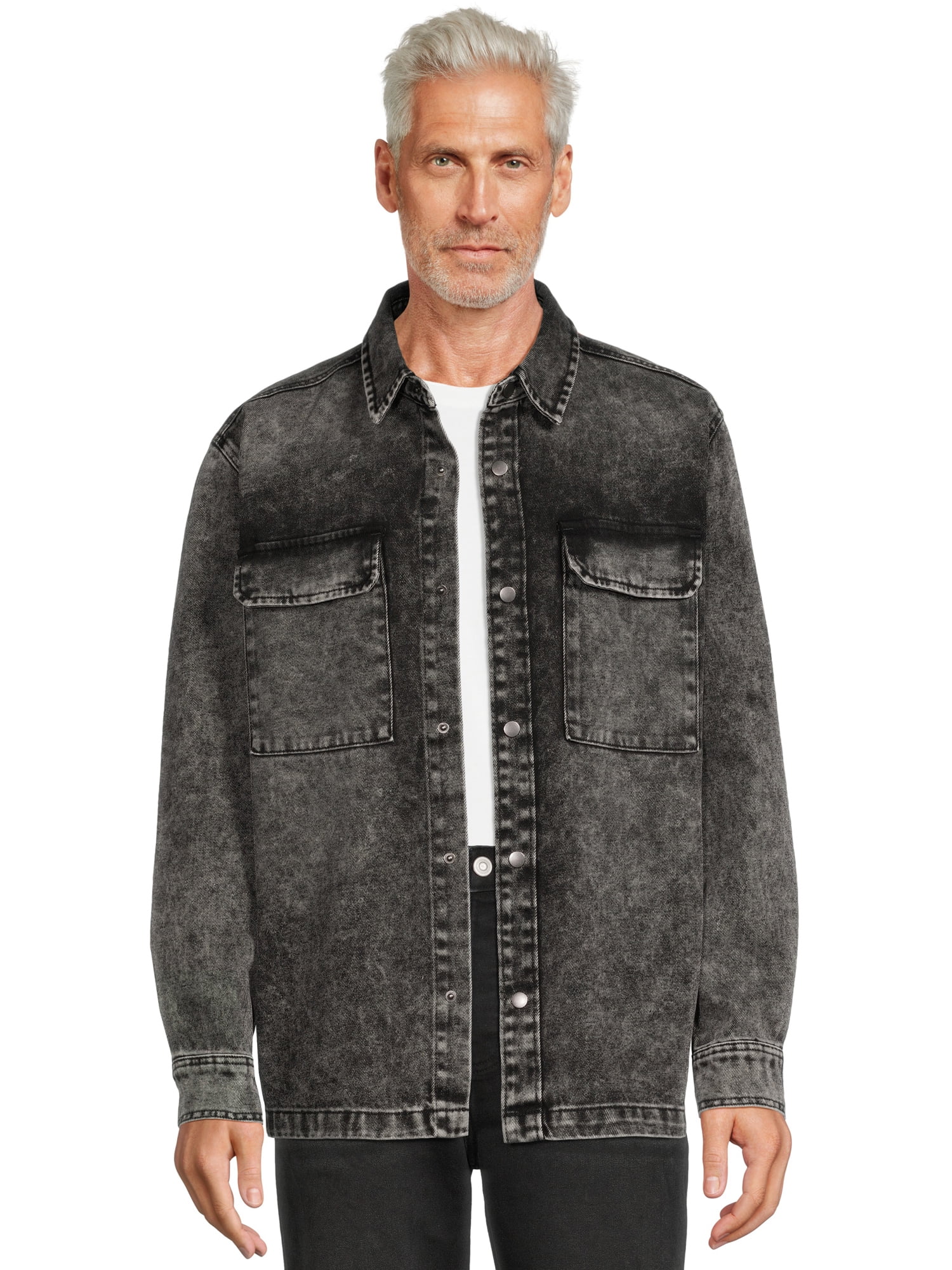 No Boundaries Men's Layering Denim Shirt Jacket, Sizes XS-3XL