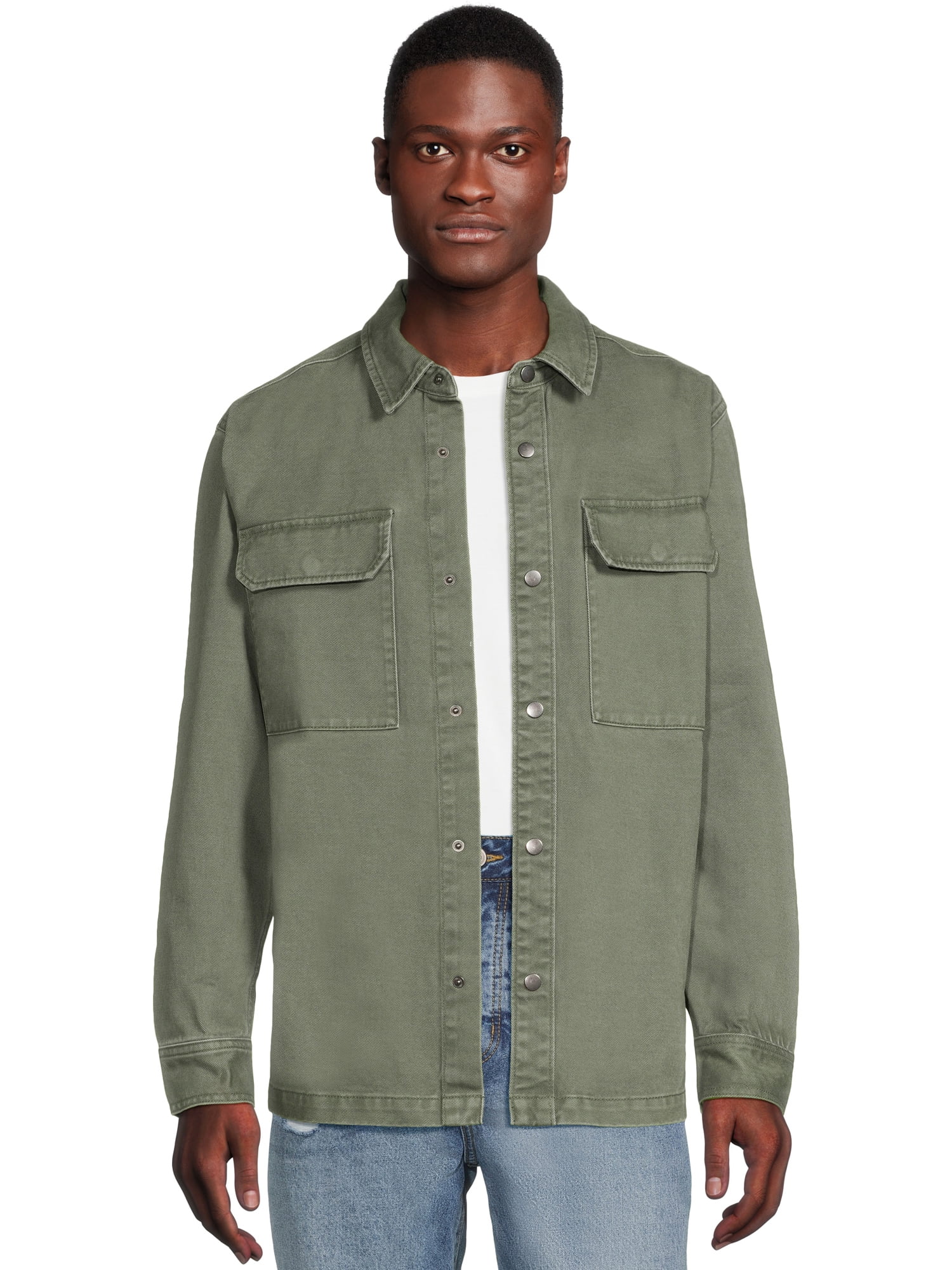 No Boundaries Men's Layering Twill Shirt Jacket, Sizes XS-3XL
