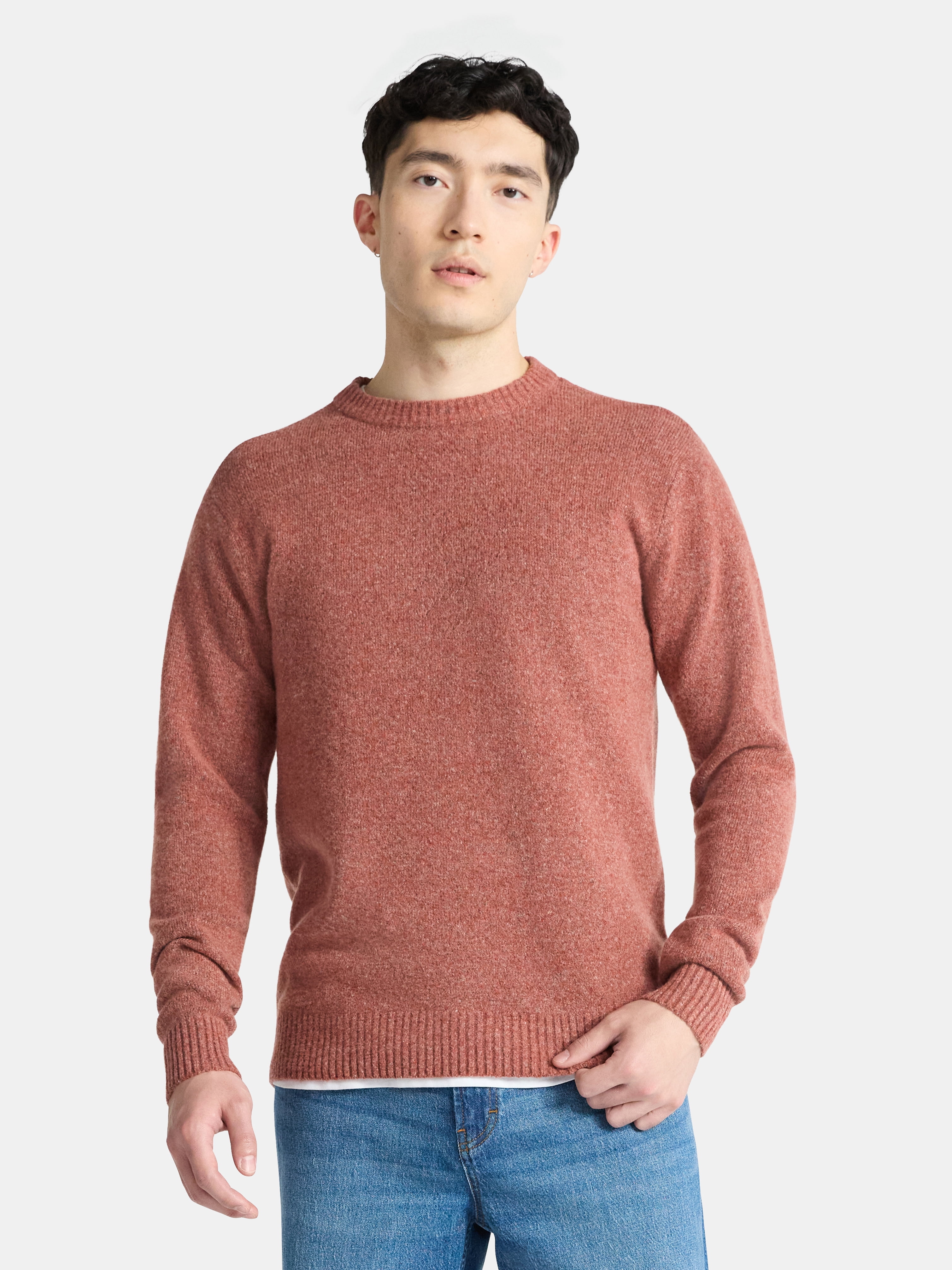 No Boundaries Crewneck Sweater with Long Sleeves, Men's