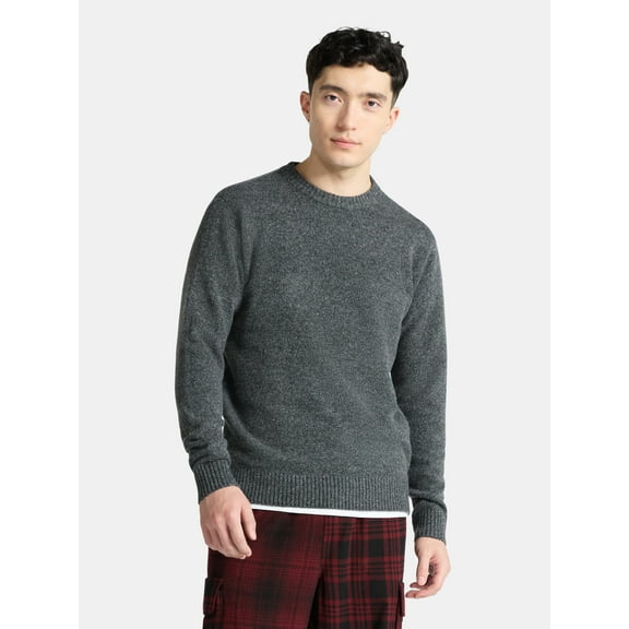 No Boundaries Crewneck Sweater with Long Sleeves, Men's