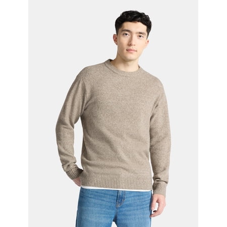 No Boundaries Crewneck Sweater with Long Sleeves, Men's
