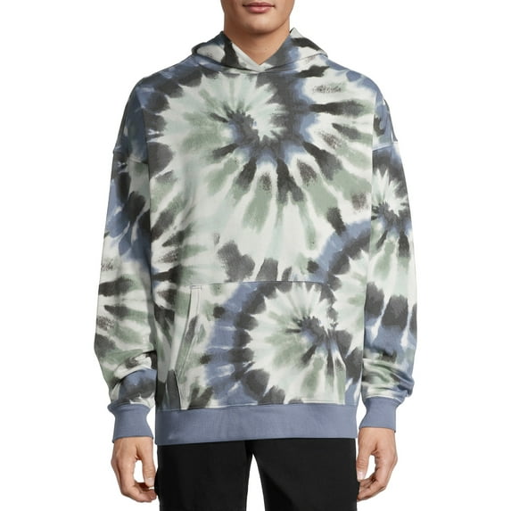 No Boundaries Men's Long Sleeve Tie Dye Hoodie, up to Size 3XL