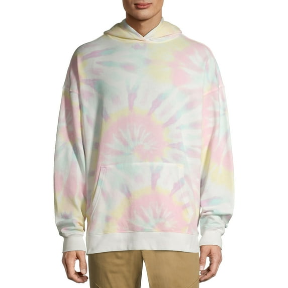 No Boundaries Men's Long Sleeve Tie Dye Hoodie, up to Size 3XL