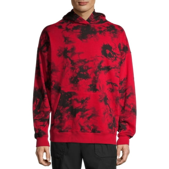 No Boundaries Men's Long Sleeve Tie Dye Hoodie, up to Size 3XL