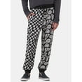 thumbnail image 1 of No Boundaries Men's Lounge Joggers, Checkered Smiles Graphic Print Pajama Pants, Sizes S-XL, 1 of 5