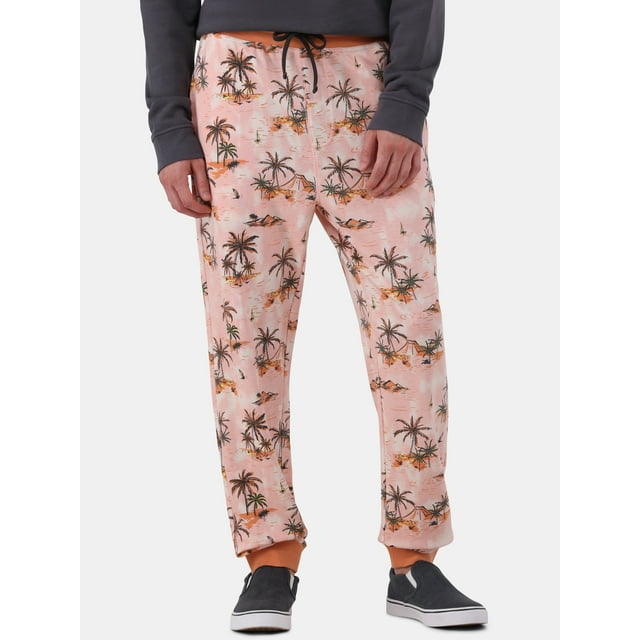 No Boundaries Men's Lounge Joggers, Island Graphic Print Pajama Pants