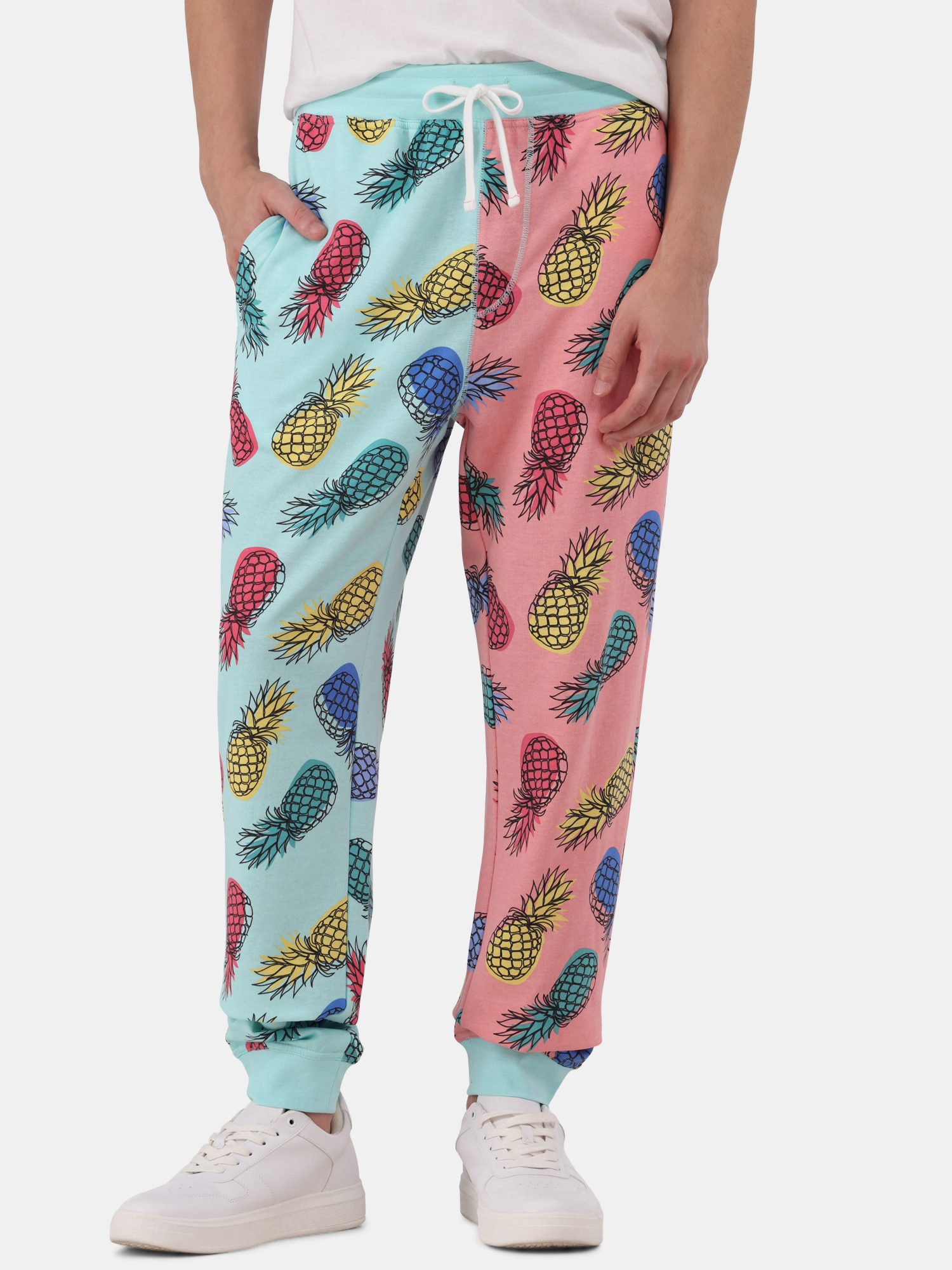 No Boundaries Men's Lounge Joggers, Pineapple Graphic Print Pajama