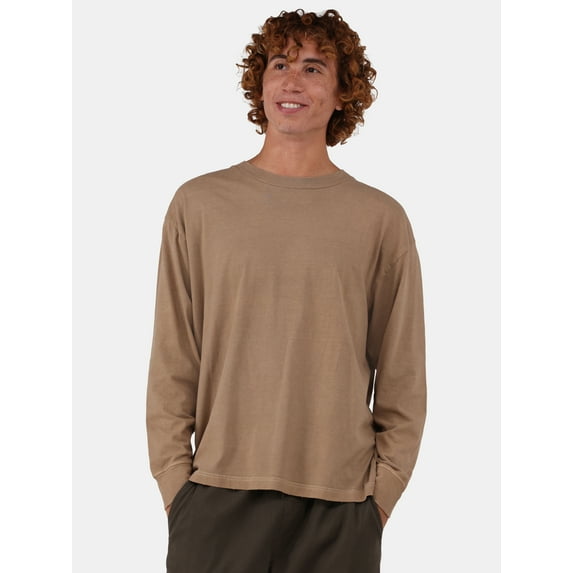 No Boundaries Men's & Big Men's Oversized Long Sleeve Tee Shirt, Sizes XS-5XL