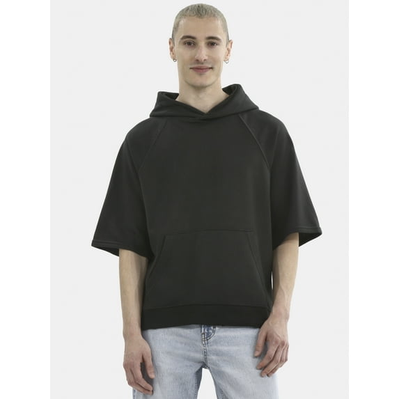 No Boundaries French Terry Pullover Hoodie with Short Sleeves, Men's and Big Men's