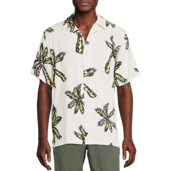 No Boundaries Men’s Rayon Resort Shirt, Sizes XS-3XL
