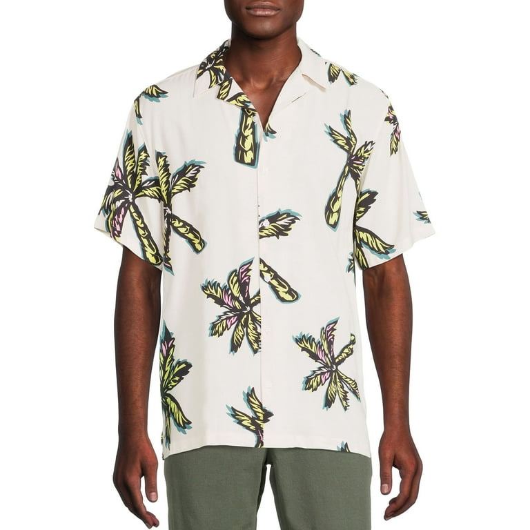 No Boundaries Men's Rayon Resort Shirt, Sizes XS-3XL 