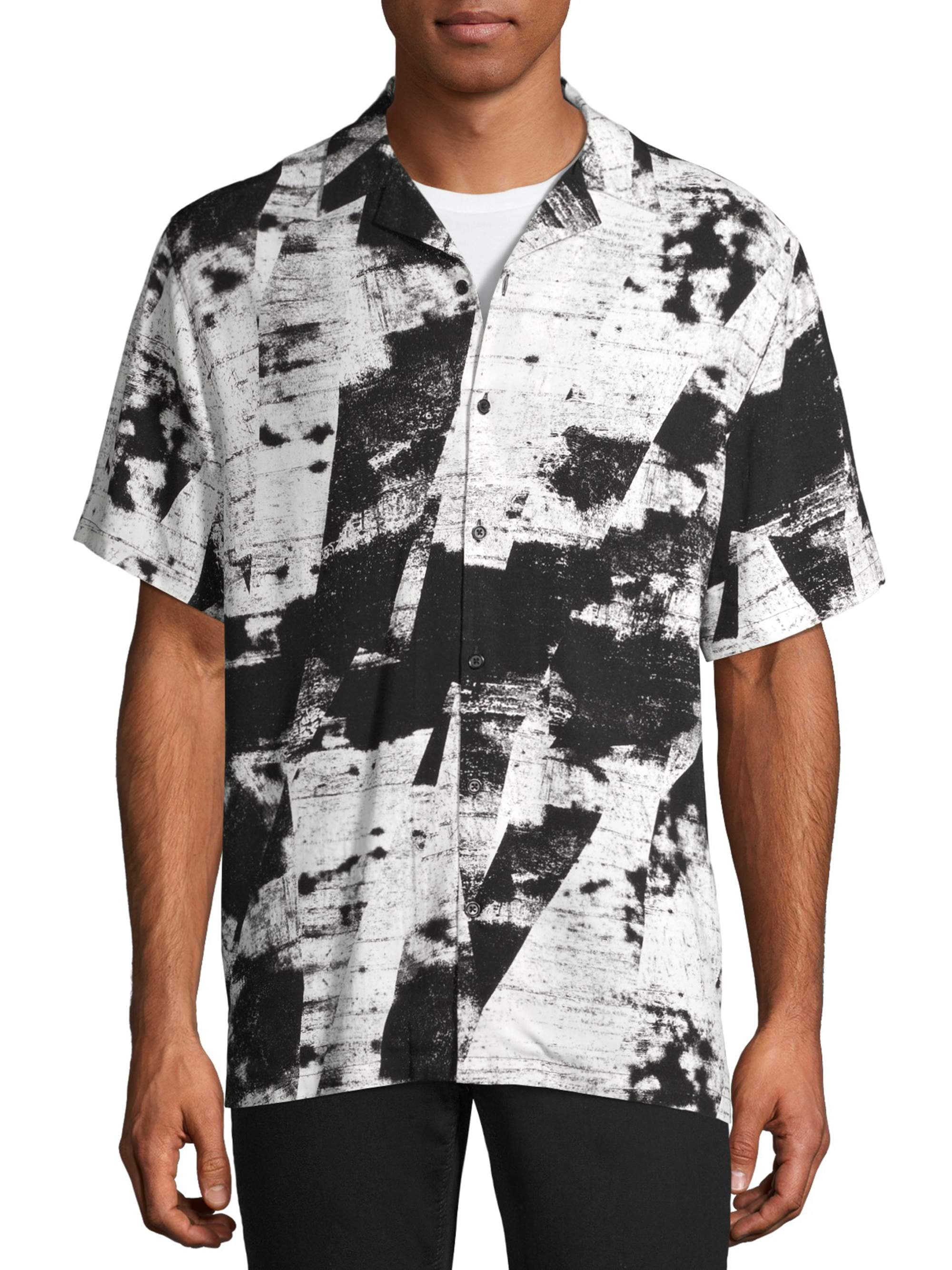 No Boundaries Men's Short Sleeve Abstract Print Resort Shirt