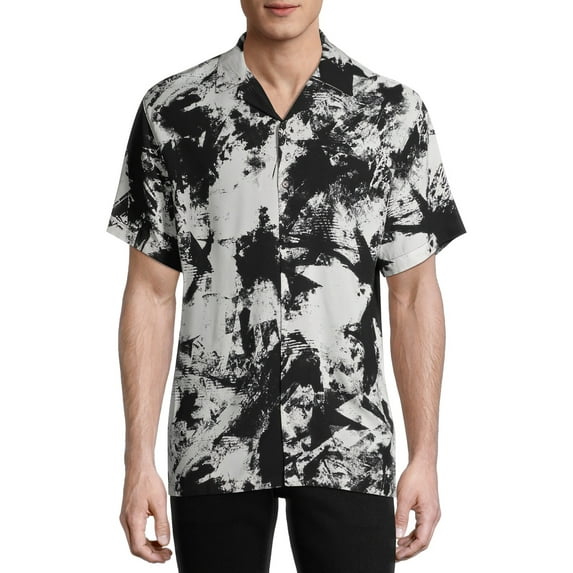 No Boundaries Men's Short Sleeve Printed Rayon Shirt