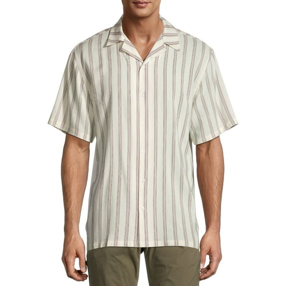 No Boundaries Men's Short Sleeve Printed Rayon Shirt