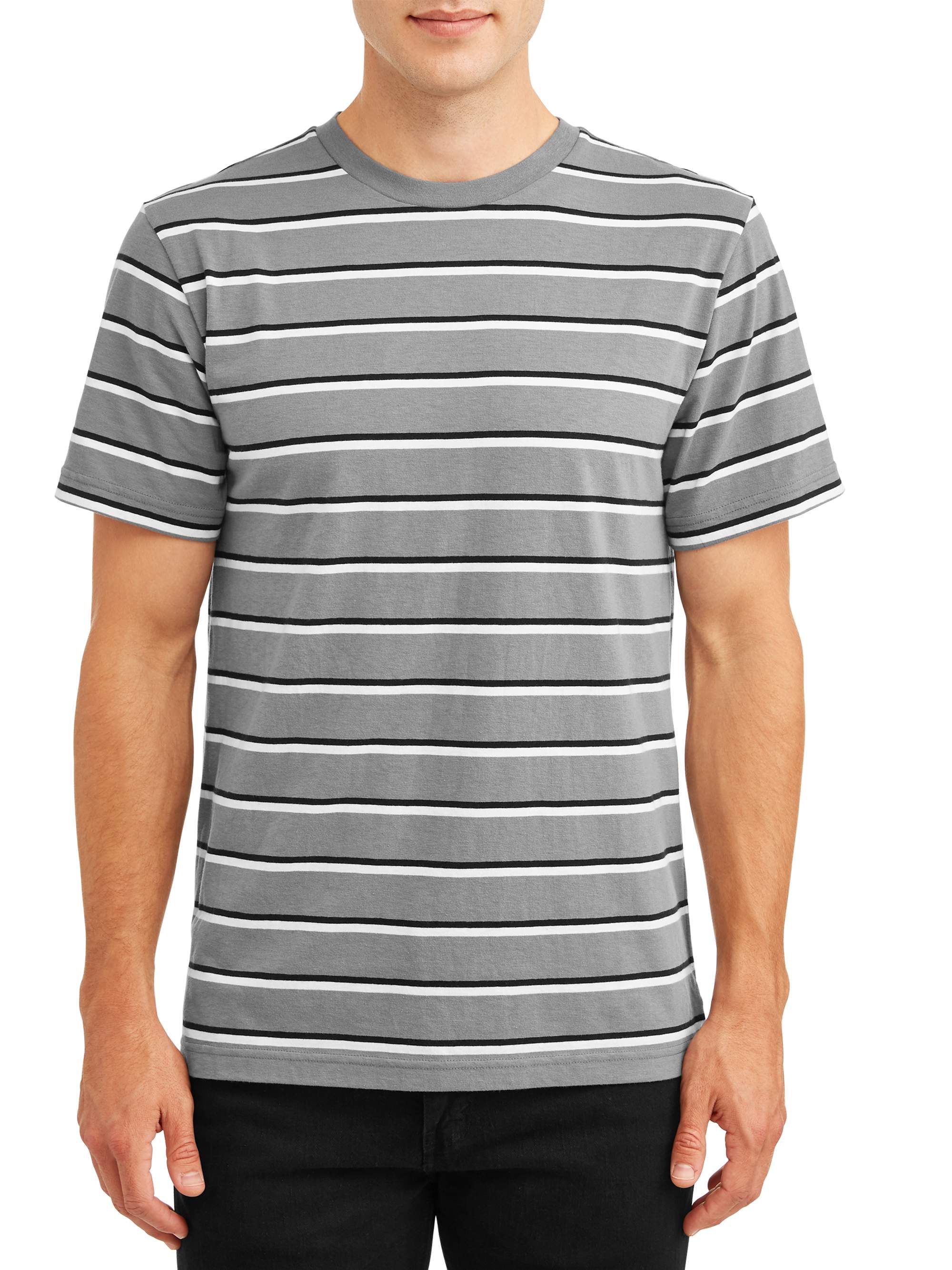 No Boundaries Men's Short Sleeve Stripe Tee, up to size 3xl