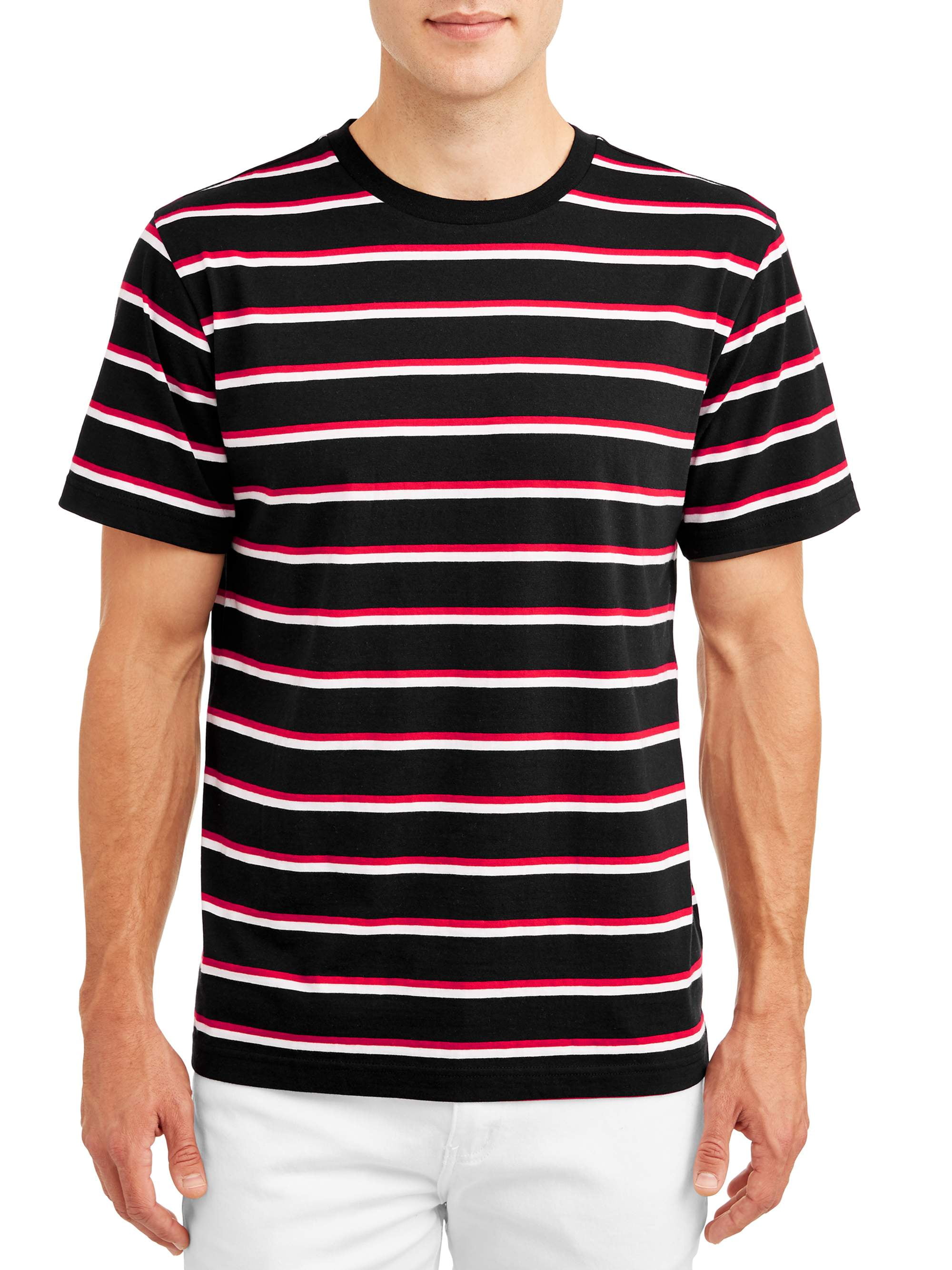 No Boundaries Men's Short Sleeve Stripe Tee, up to size 3xl