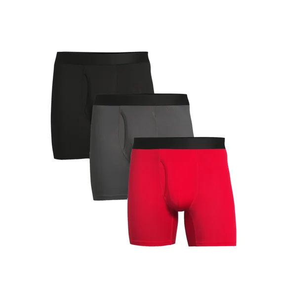 No Boundaries Men's Stretch Boxer Briefs, 3-Pack, Sizes S-3XL