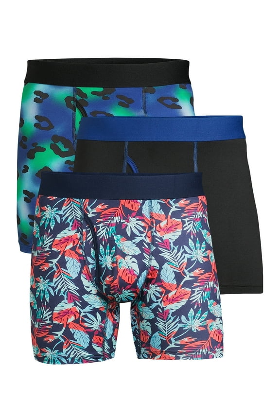 Men's Tag-Free Printed Stretch Boxer Briefs, 3-Pack, Sizes S-3XL