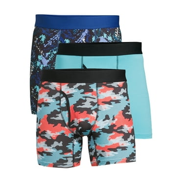 No Boundaries Men's Tag-Free Printed Stretch Boxer Briefs, 3-Pack, Sizes S-3XL