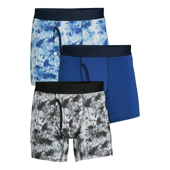 No Boundaries Men’s Tag-Free Printed Stretch Boxer Briefs, 3-Pack, Sizes up to 3XL