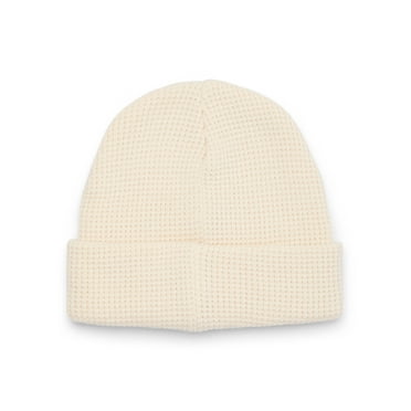 No Boundaries Men's Waffle Knit Beanie with Fold Over Cuff