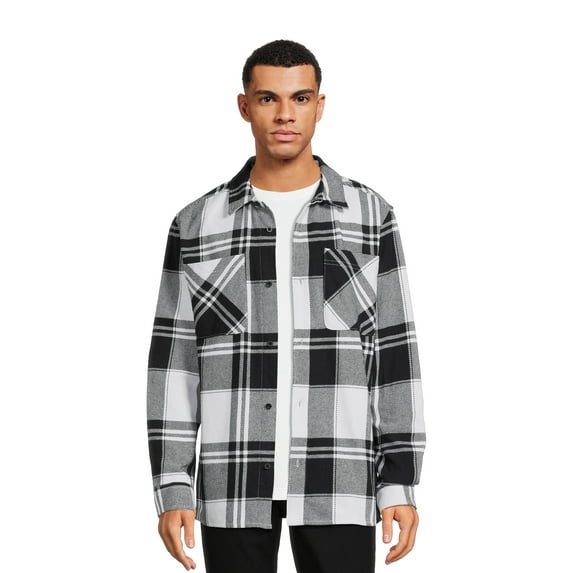 No Boundaries Men's & Young Men's Plaid Flannel Shacket, Sizes XS-5XL