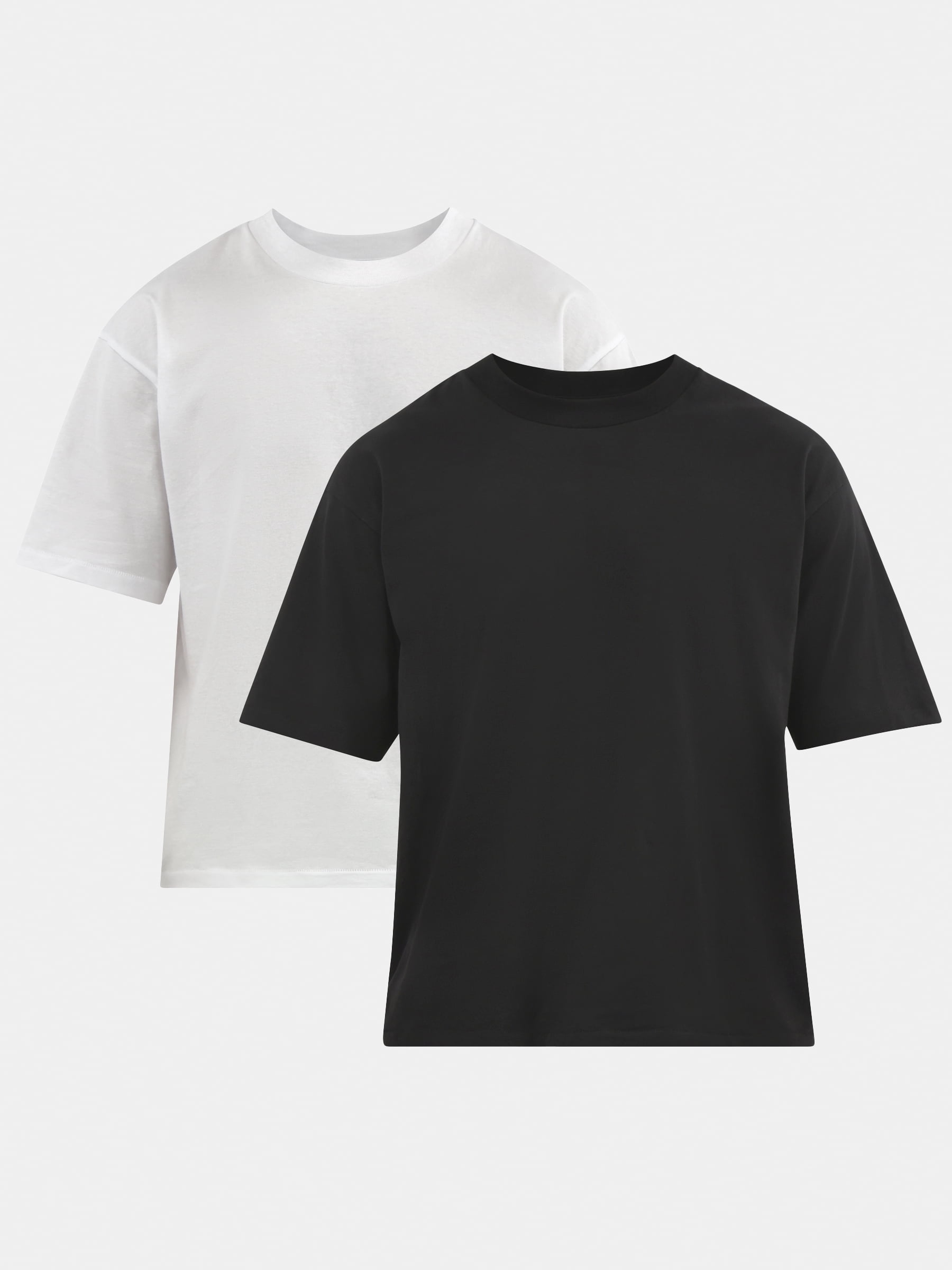 No Boundaries Cotton Oversized Cropped Tee with Short Sleeves, 2-Pack, Men's and Big Men's XS-5XL