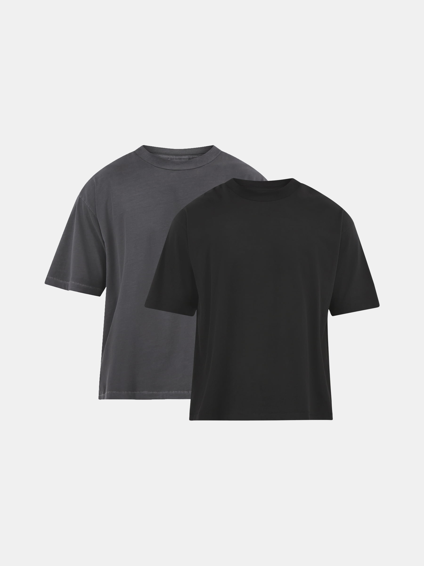 No Boundaries Cotton Oversized Cropped Tee with Short Sleeves, 2-Pack, Men's and Big Men's XS-5XL