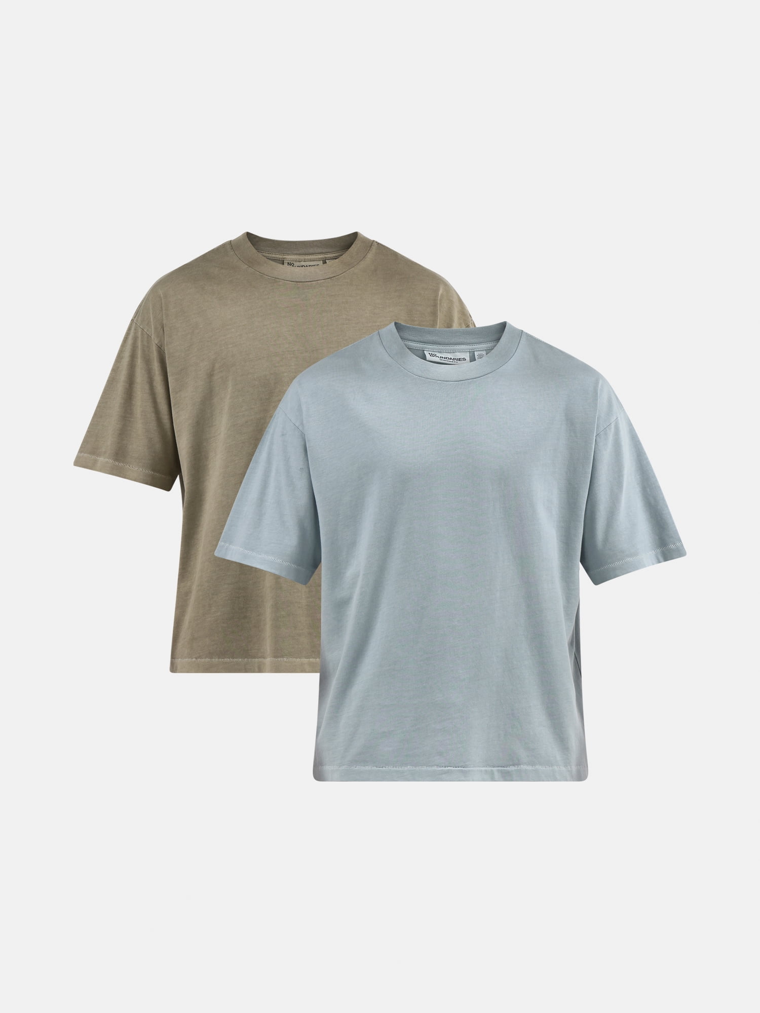 No Boundaries Cotton Oversized Cropped Tee with Short Sleeves, 2-Pack, Men's and Big Men's XS-5XL