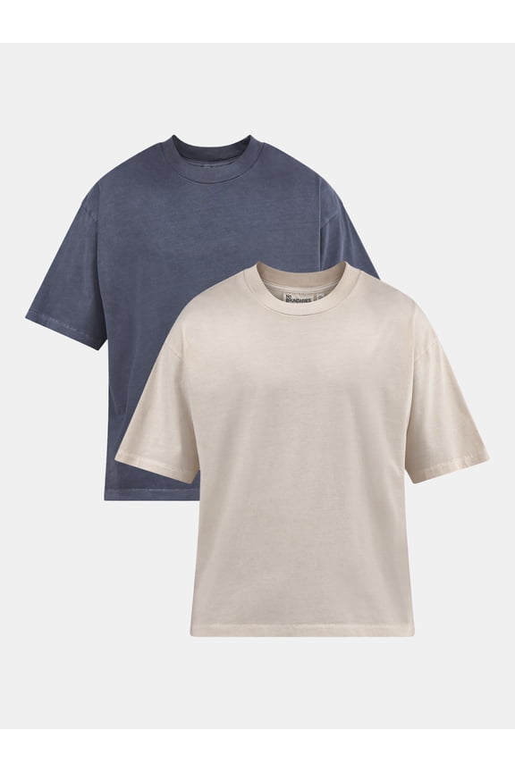 Cotton Oversized Cropped Tee with Short Sleeves, 2-Pack, Men's and Big Men's XS-5XL